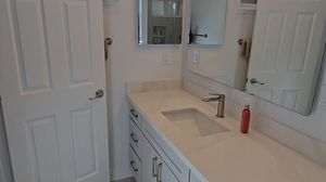 Modern Bathroom Vanity with Single Sink and Mirror