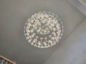 Chandelier Installation in Living Room