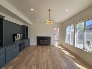 Sleek Modern Chandelier in Living Room