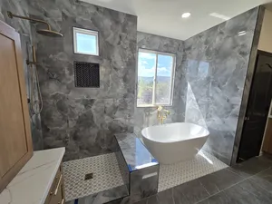 Luxury Bathroom Design with Marble Walls