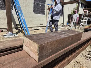 Lumber and materials stacked onsite