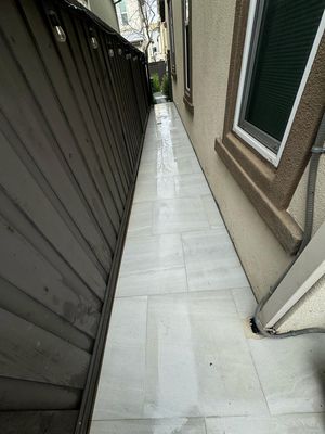 Completed Outdoor Tile Area with Light Fixtures