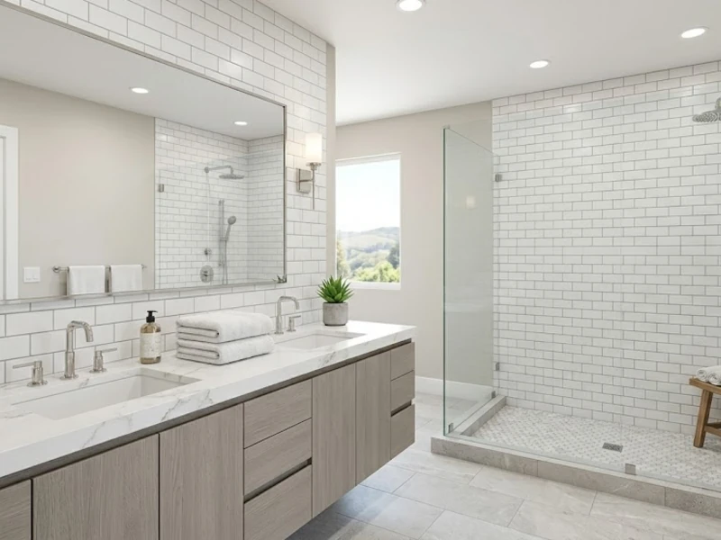 Freshly renovated kitchen with quartz countertops and subway tile backsplash