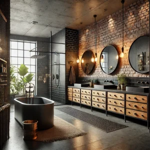 Luxurious industrial bathroom design