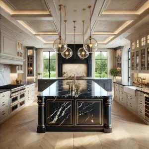 Exquisite and expansive kitchen design with a bold yet elegant style