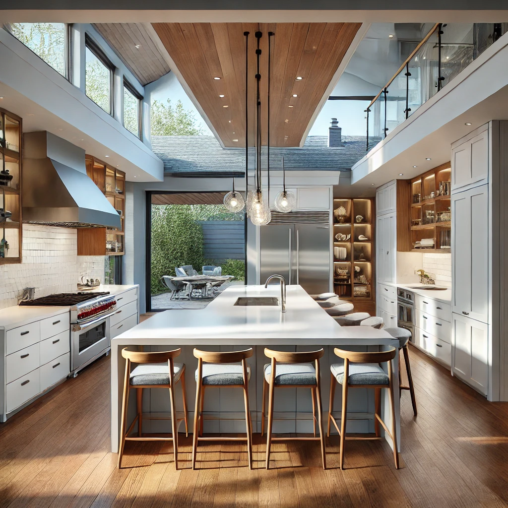 A modern home addition designed to create a larger kitchen space