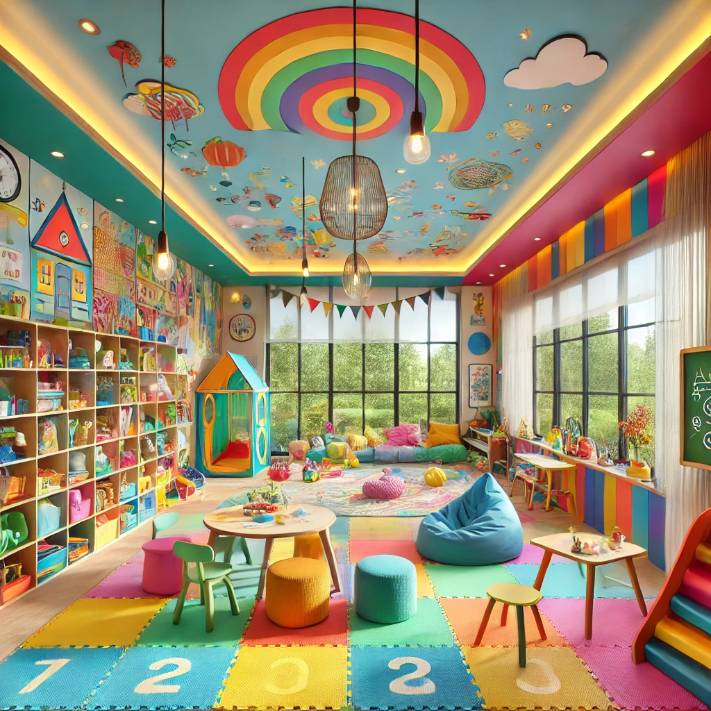 A vibrant and cheerful home addition designed as a kid's playroom