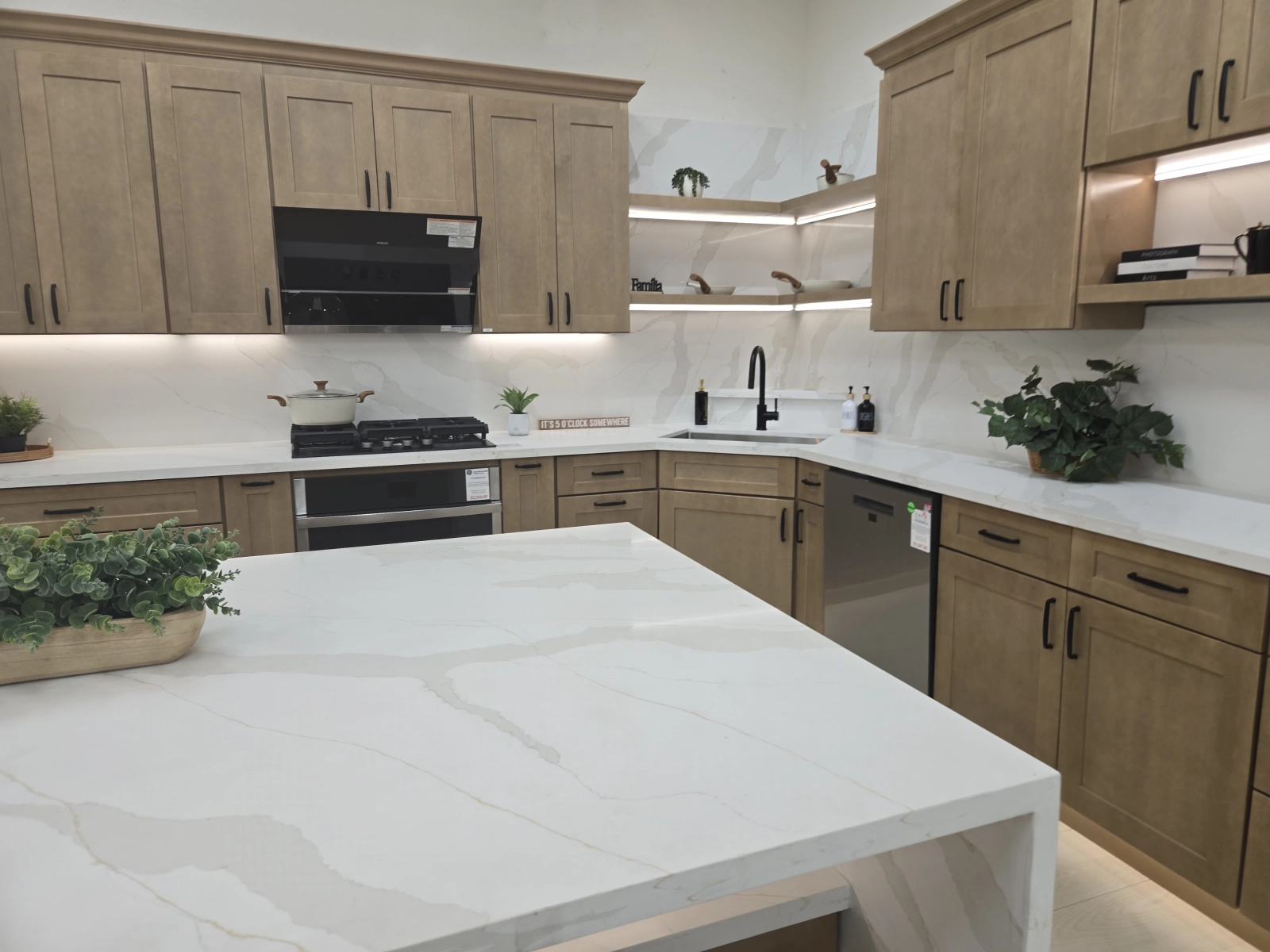 Sophisticated Kitchen Featuring Stone Countertops