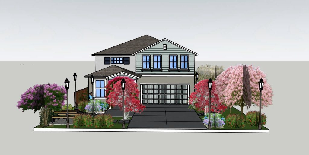 Detailed Garden View – An elevated view of the property’s garden and outdoor spaces.